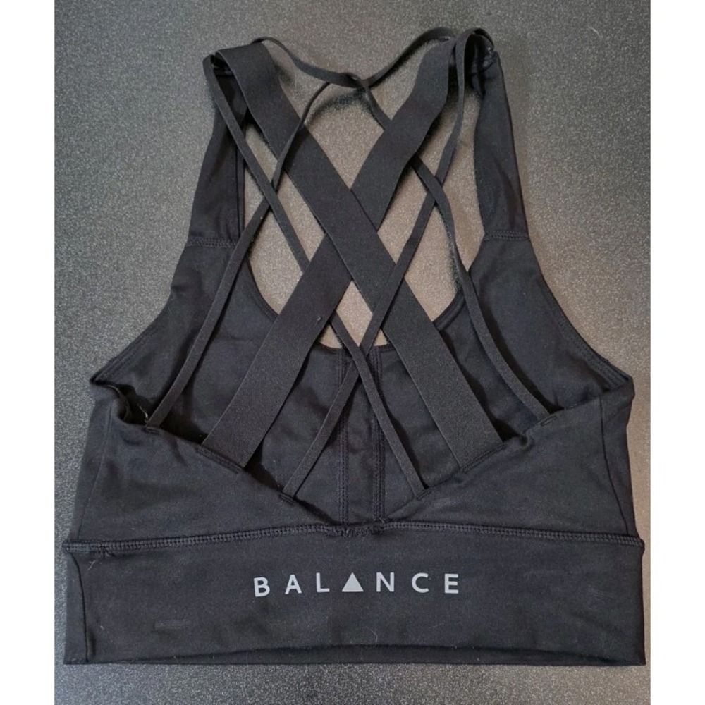 Balance Athletica Vitality Aura Strappy Back Sports Bra Women Sz S Black Criss